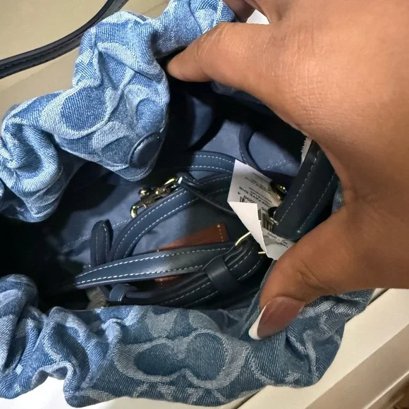 Coach Blue Denim Faye Shoulder Bag - Picture 3 of 6